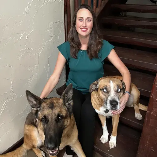 Nikita Tower, MVB, with her dogs.